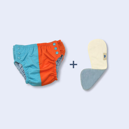 Gogo Shorties Every Day Set - 1 x Merino-blend Toilet Training Pants - Size Medium and 1 x Booster Pad Insert.